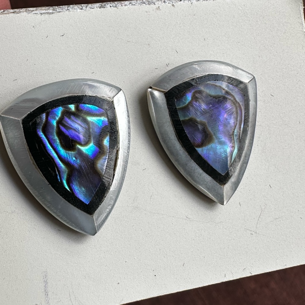 Silver and Abalone Shell Earrings